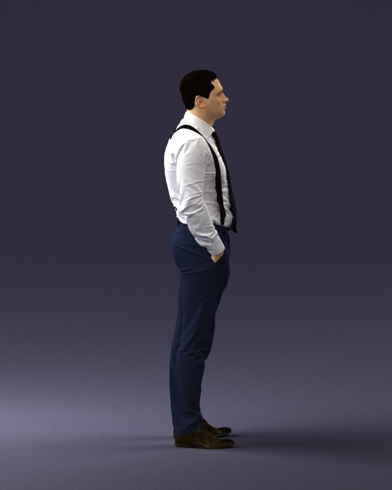 Guy in trousers with suspenders 0380 3D Print Ready 3D print model_27