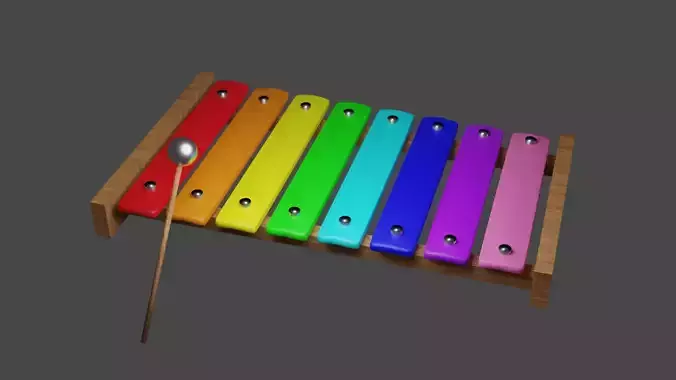 Xylophone 3D model colorful