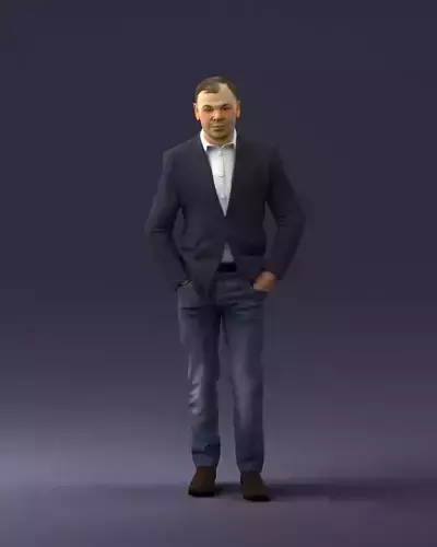 Man in brown boots and jacket 0393 3D Print Ready