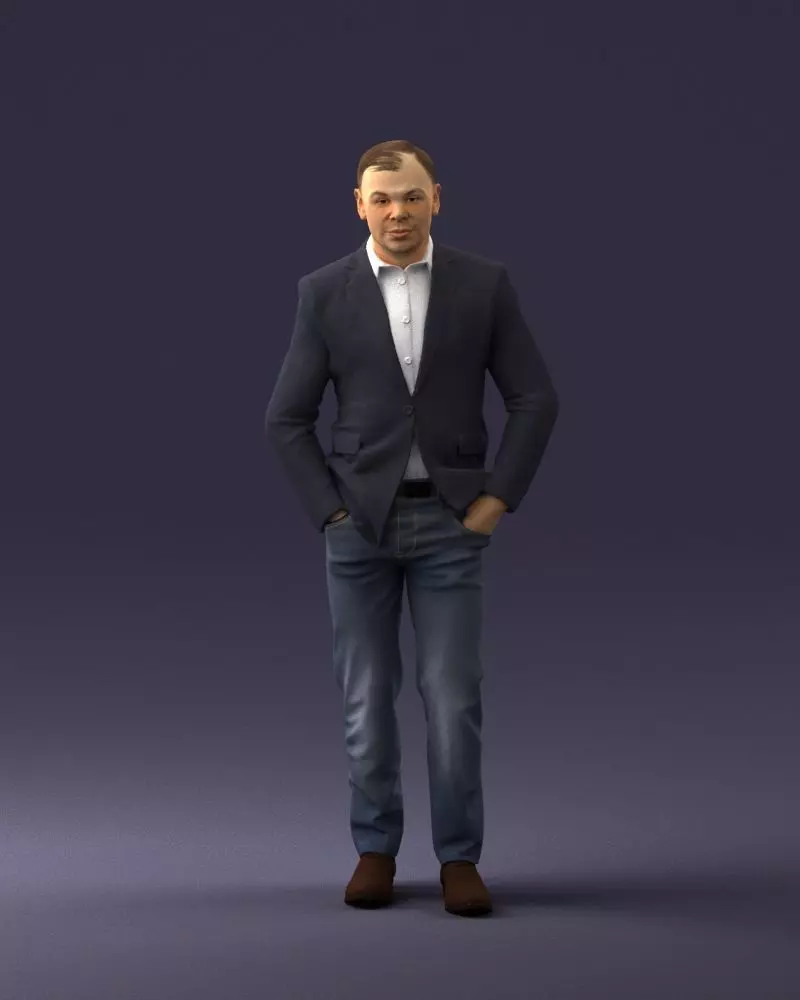 Man in brown boots and jacket 0393 3D Print Ready 3D print model