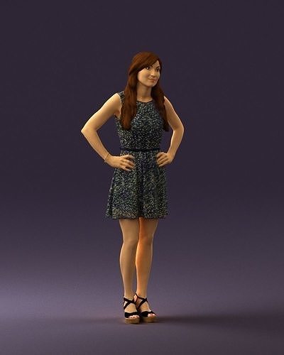 Woman in dots dress 0407 3D Print Ready 3D print model