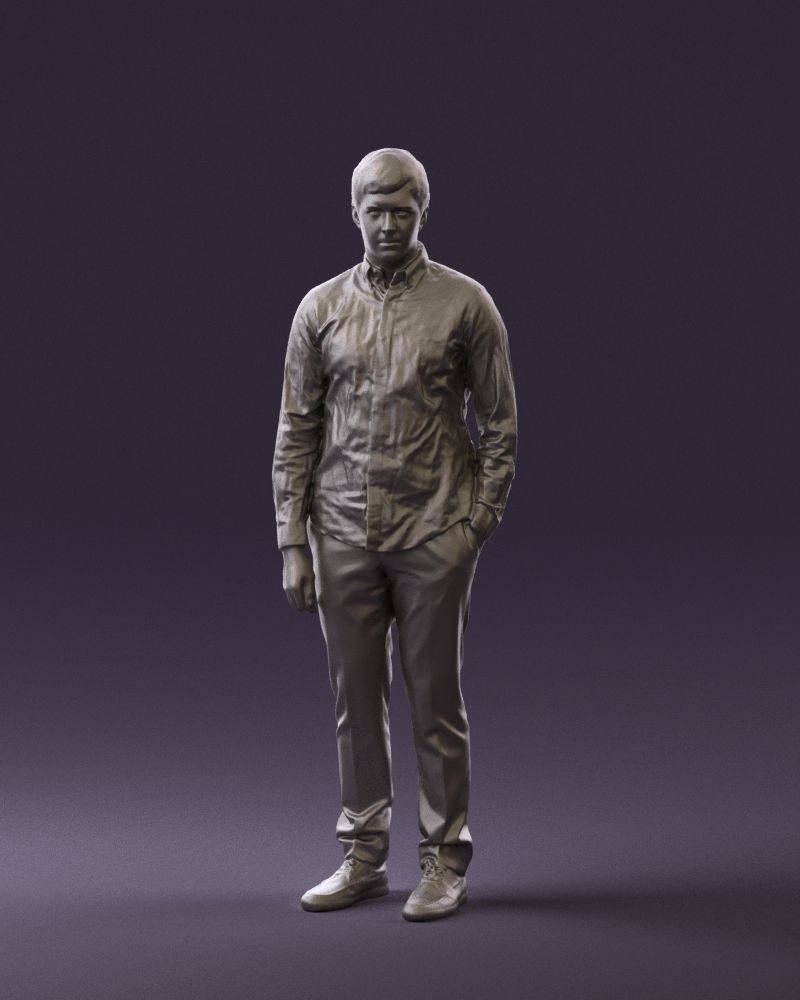 Man in black yellow tshirt 0409 3D Print ready 3D print model_31