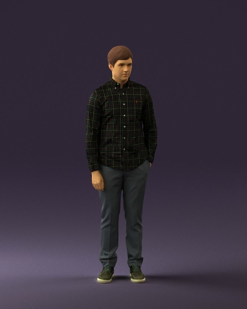 Man in black yellow tshirt 0409 3D Print ready 3D print model_36