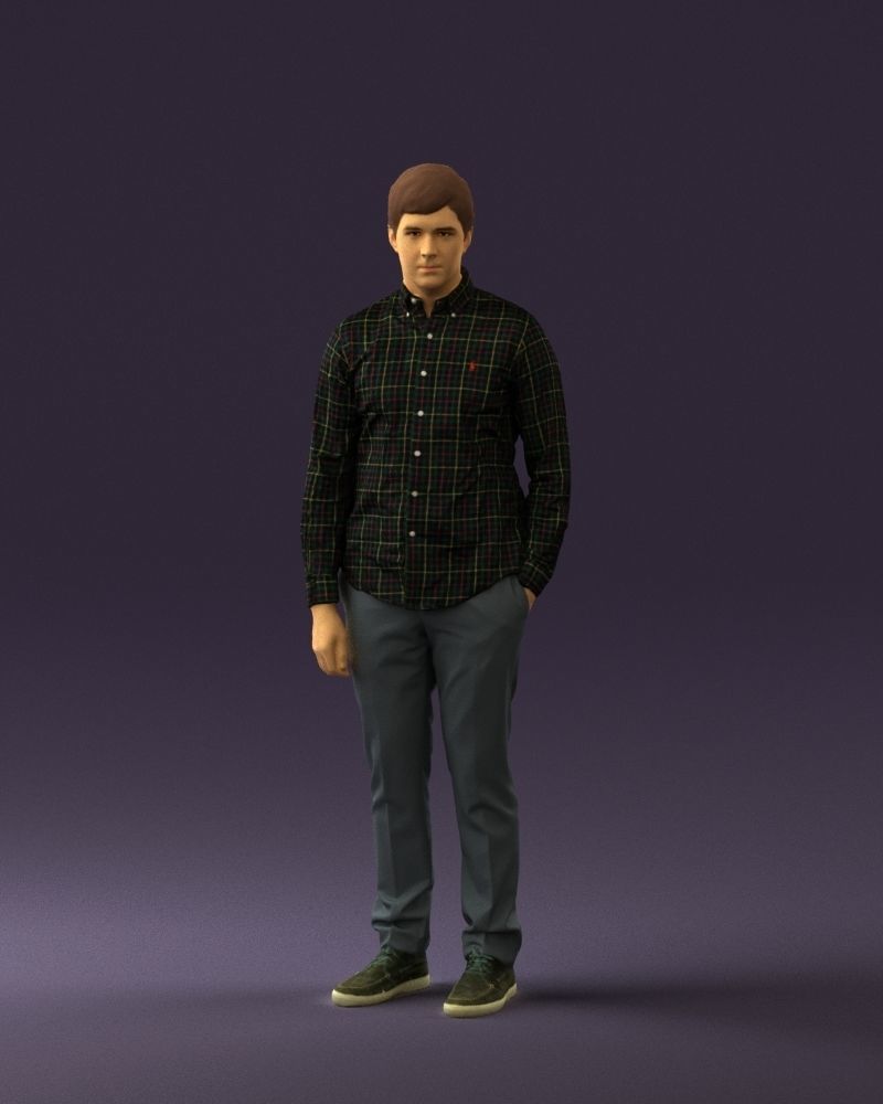 Man in black yellow tshirt 0409 3D Print ready 3D print model_29