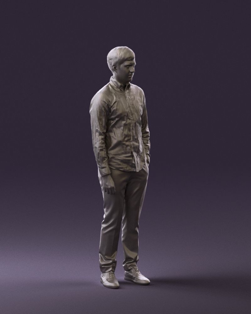 Man in black yellow tshirt 0409 3D Print ready 3D print model_7