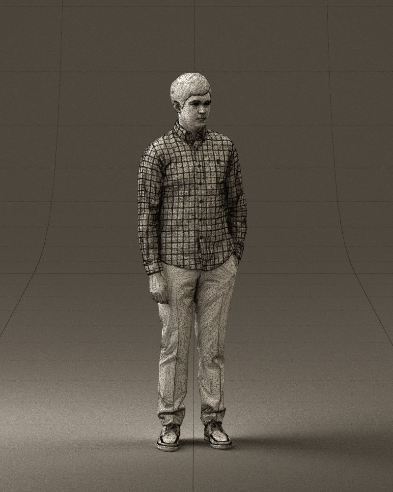 Man in black yellow tshirt 0409 3D Print ready 3D print model_5