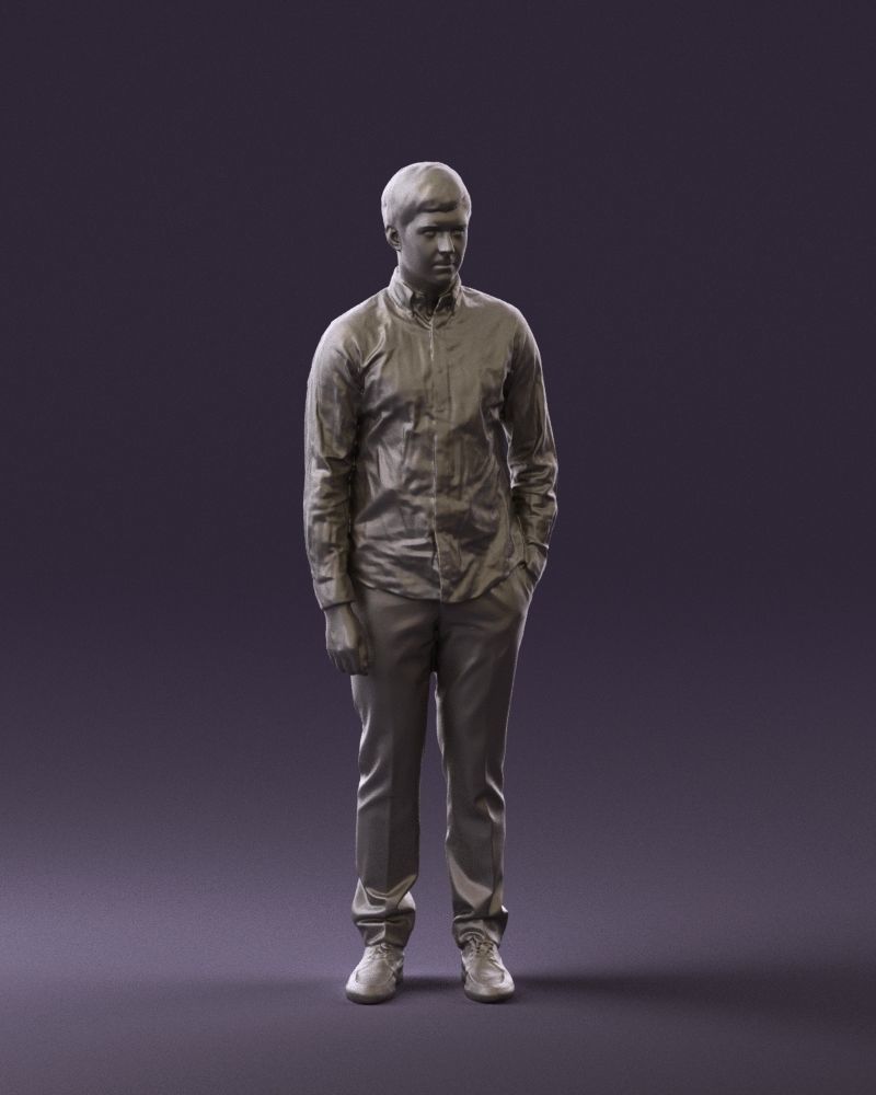 Man in black yellow tshirt 0409 3D Print ready 3D print model_37