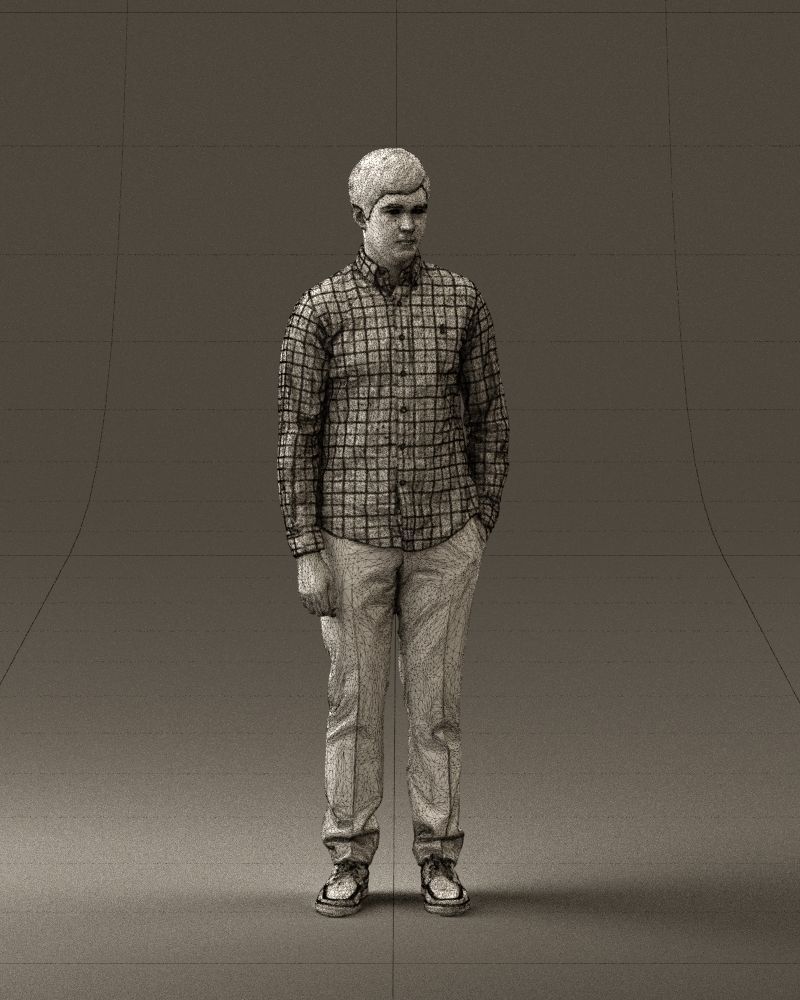 Man in black yellow tshirt 0409 3D Print ready 3D print model_2