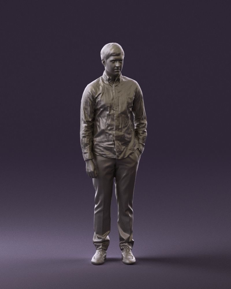 Man in black yellow tshirt 0409 3D Print ready 3D print model_1