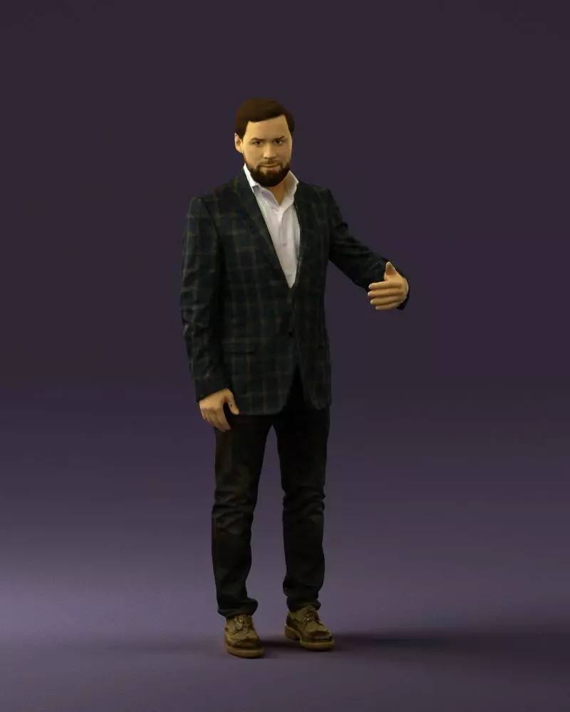 001800 Man in jacket pink shirt 0411 STL Miniature 3D print model