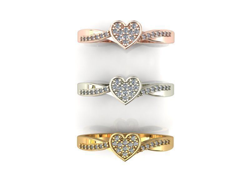 Heart ring 1 3D print model_3