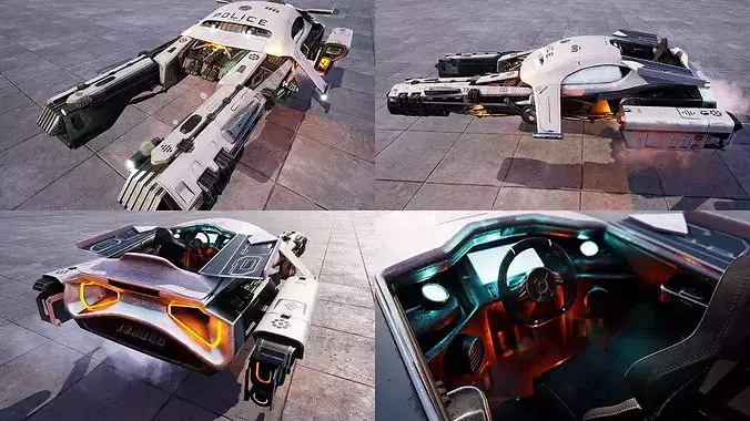 Hovercar police vehicle Sci-fi 3D 3D model 2