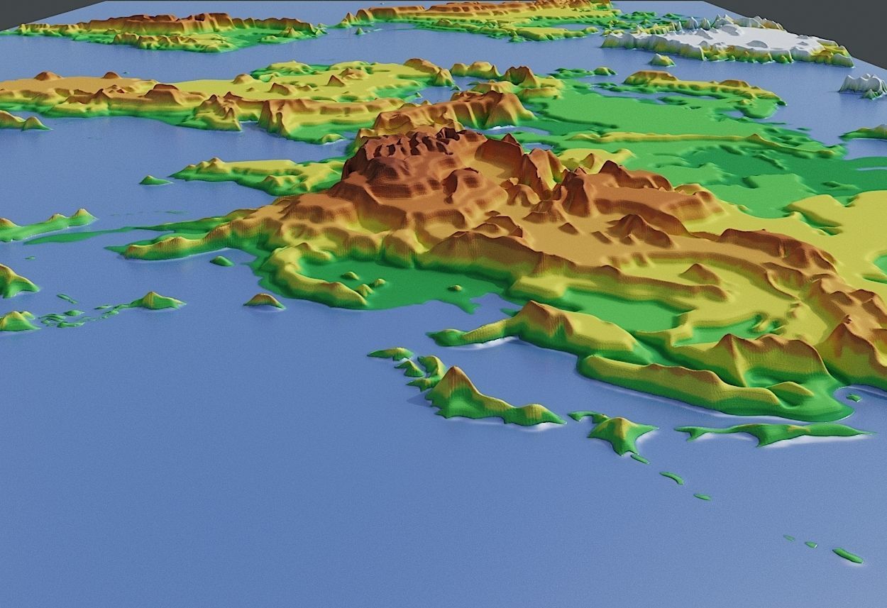 Topographic map of the world 3D model_3