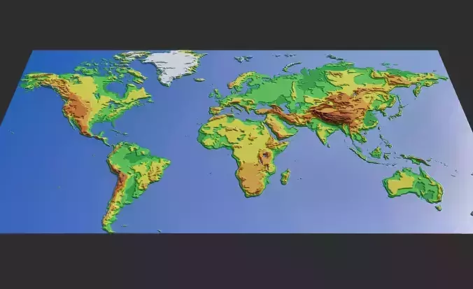 Topographic map of the world 3D model