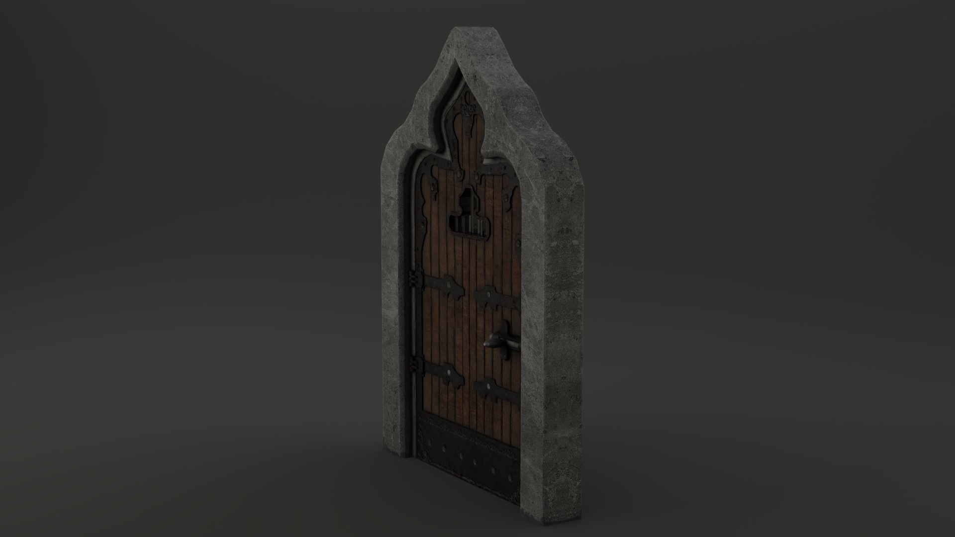 Medieval Door  Cell Door Arched Gothic Design 3D Model Low-poly 3D model_5