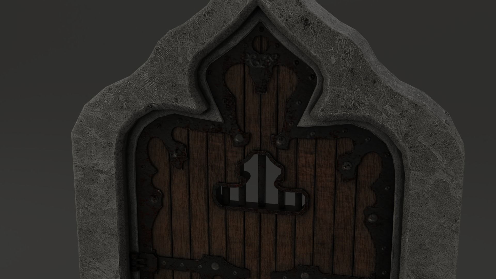 Medieval Door  Cell Door Arched Gothic Design 3D Model Low-poly 3D model_14