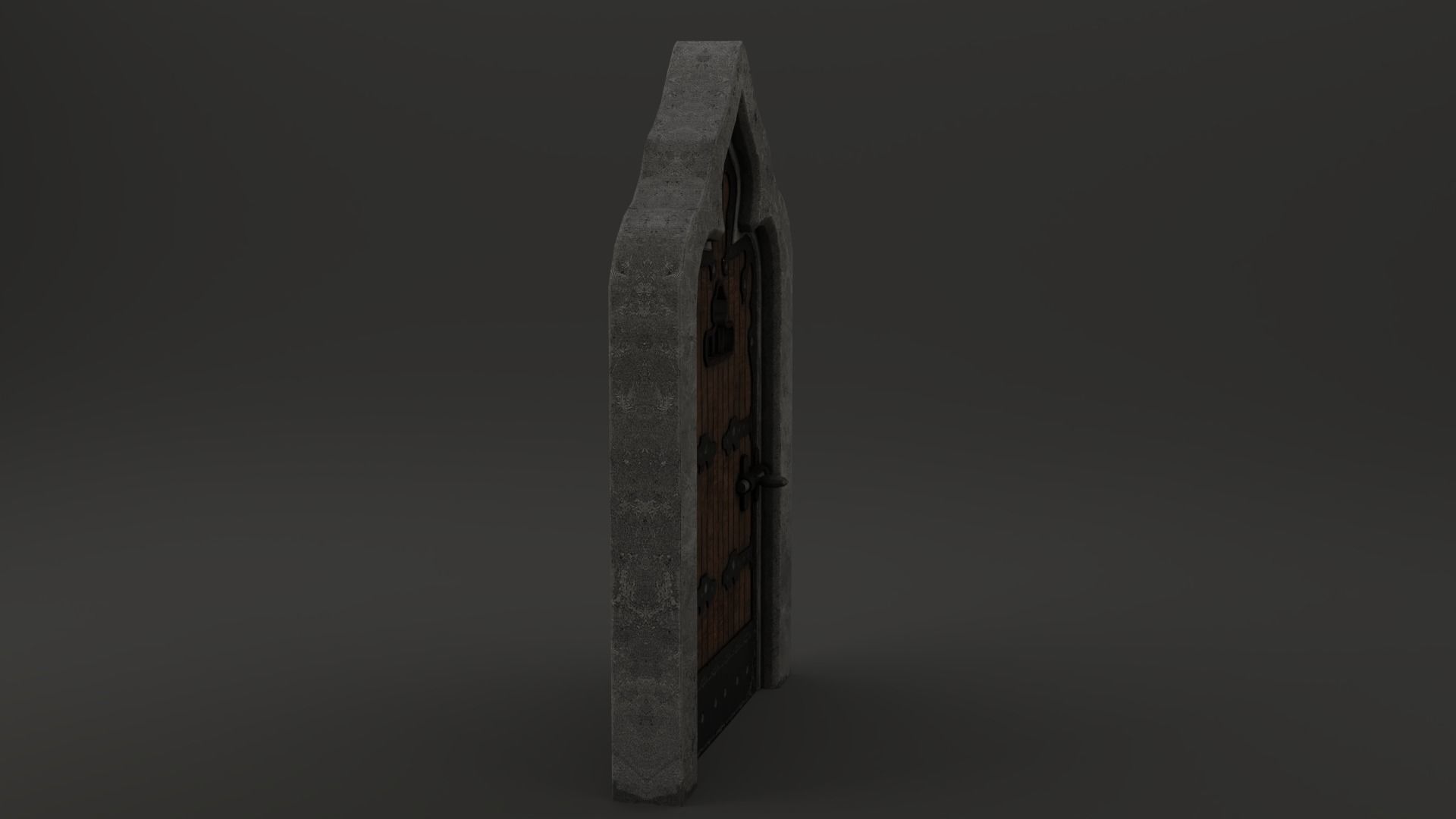 Medieval Door  Cell Door Arched Gothic Design 3D Model Low-poly 3D model_16