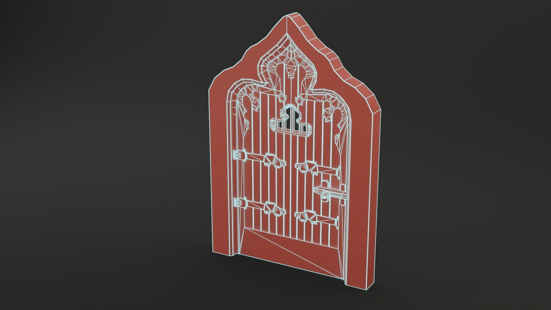 Medieval Door  Cell Door Arched Gothic Design 3D Model Low-poly 3D model_17