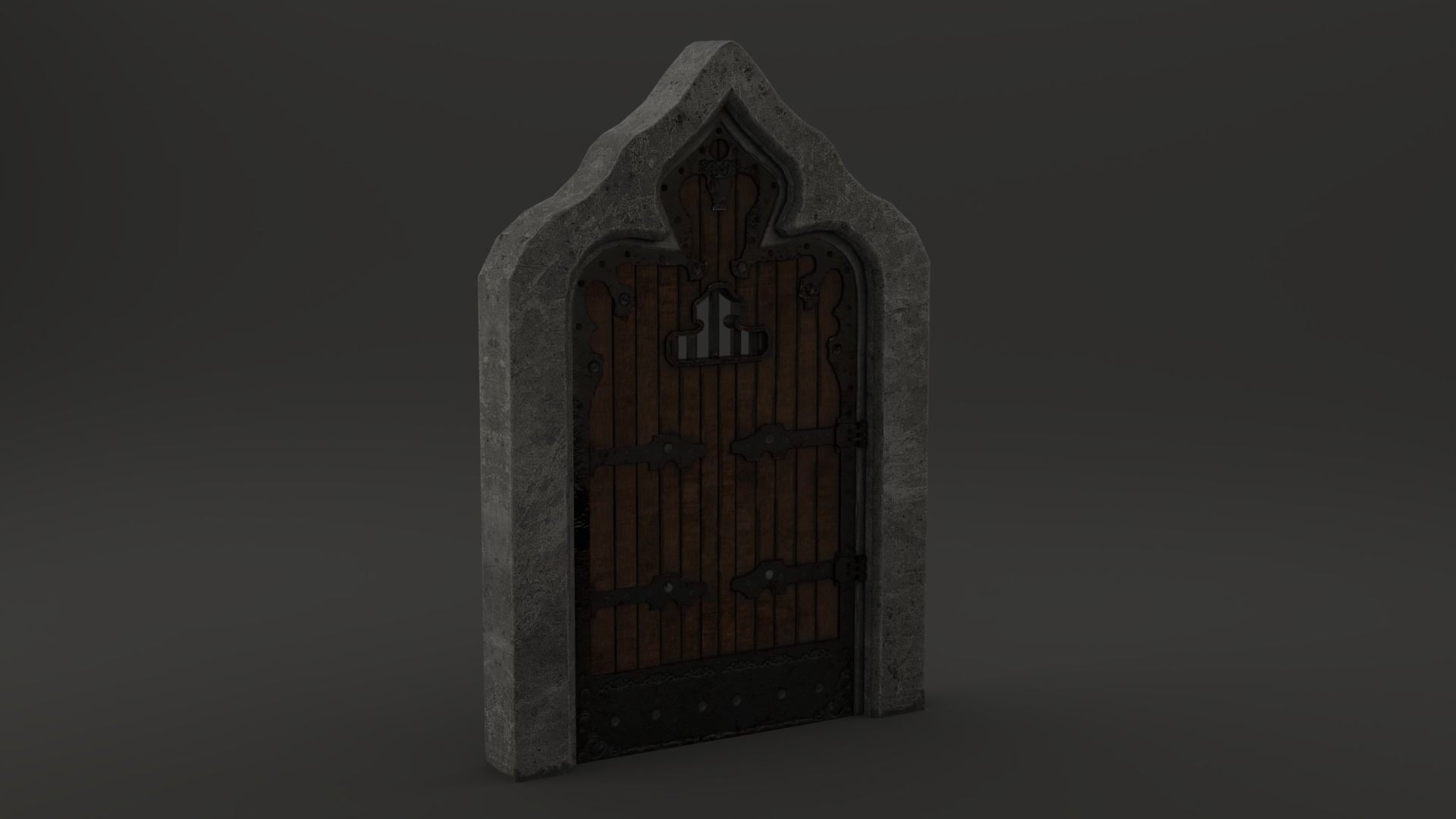 Medieval Door  Cell Door Arched Gothic Design 3D Model Low-poly 3D model_8