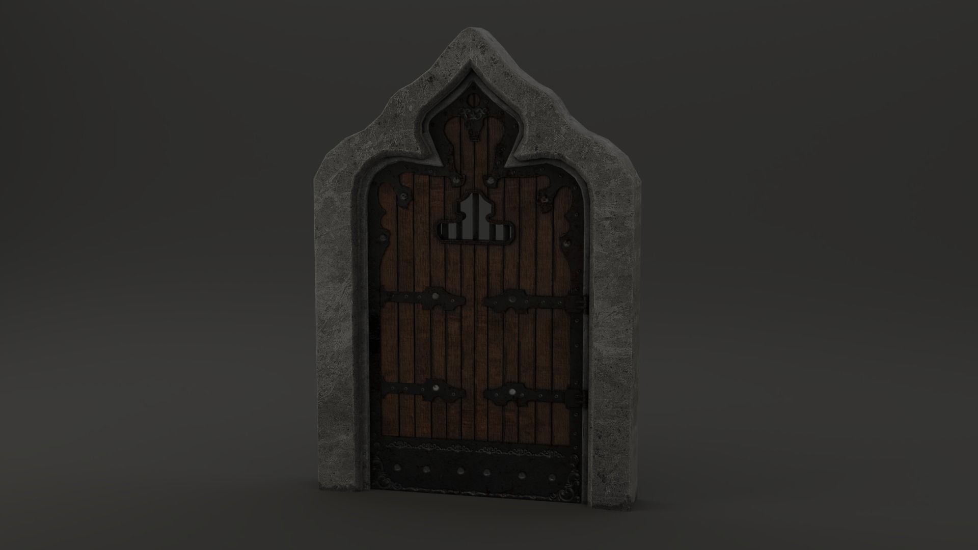 Medieval Door  Cell Door Arched Gothic Design 3D Model Low-poly 3D model_6