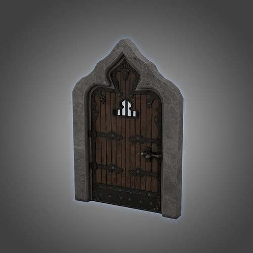 Medieval Door  Cell Door Arched Gothic Design 3D Model Low-poly 3D model
