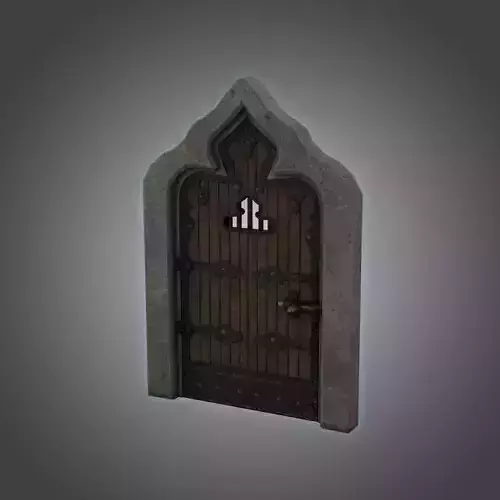 Medieval Door  Cell Door Arched Gothic Design 3D Model Low-poly 3D model