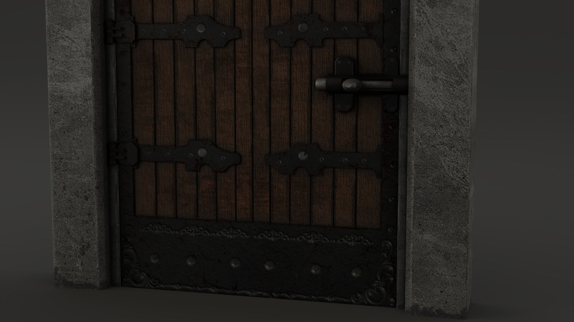 Medieval Door  Cell Door Arched Gothic Design 3D Model Low-poly 3D model_13