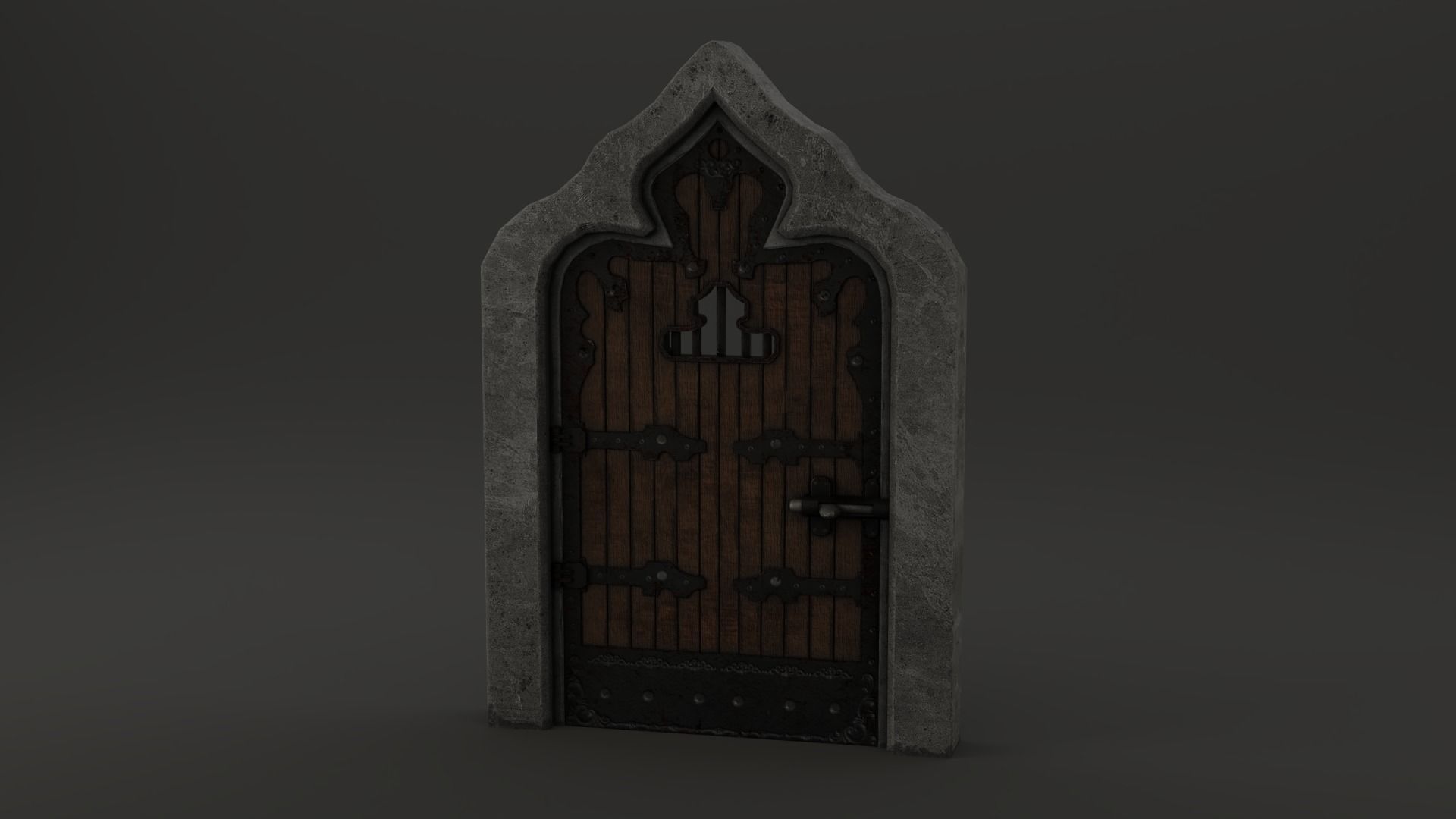 Medieval Door  Cell Door Arched Gothic Design 3D Model Low-poly 3D model_7