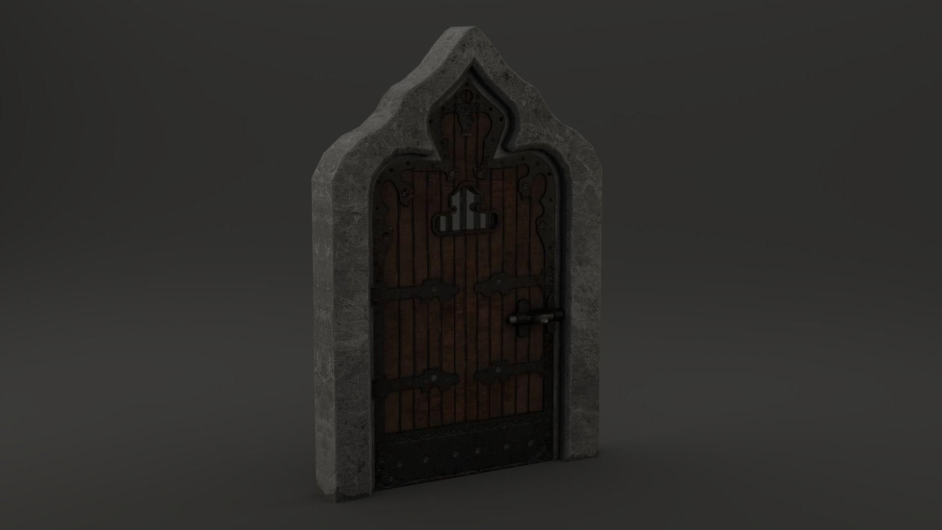 Medieval Door  Cell Door Arched Gothic Design 3D Model Low-poly 3D model_11