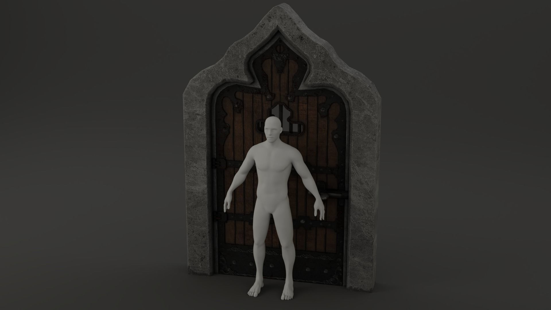 Medieval Door  Cell Door Arched Gothic Design 3D Model Low-poly 3D model_10