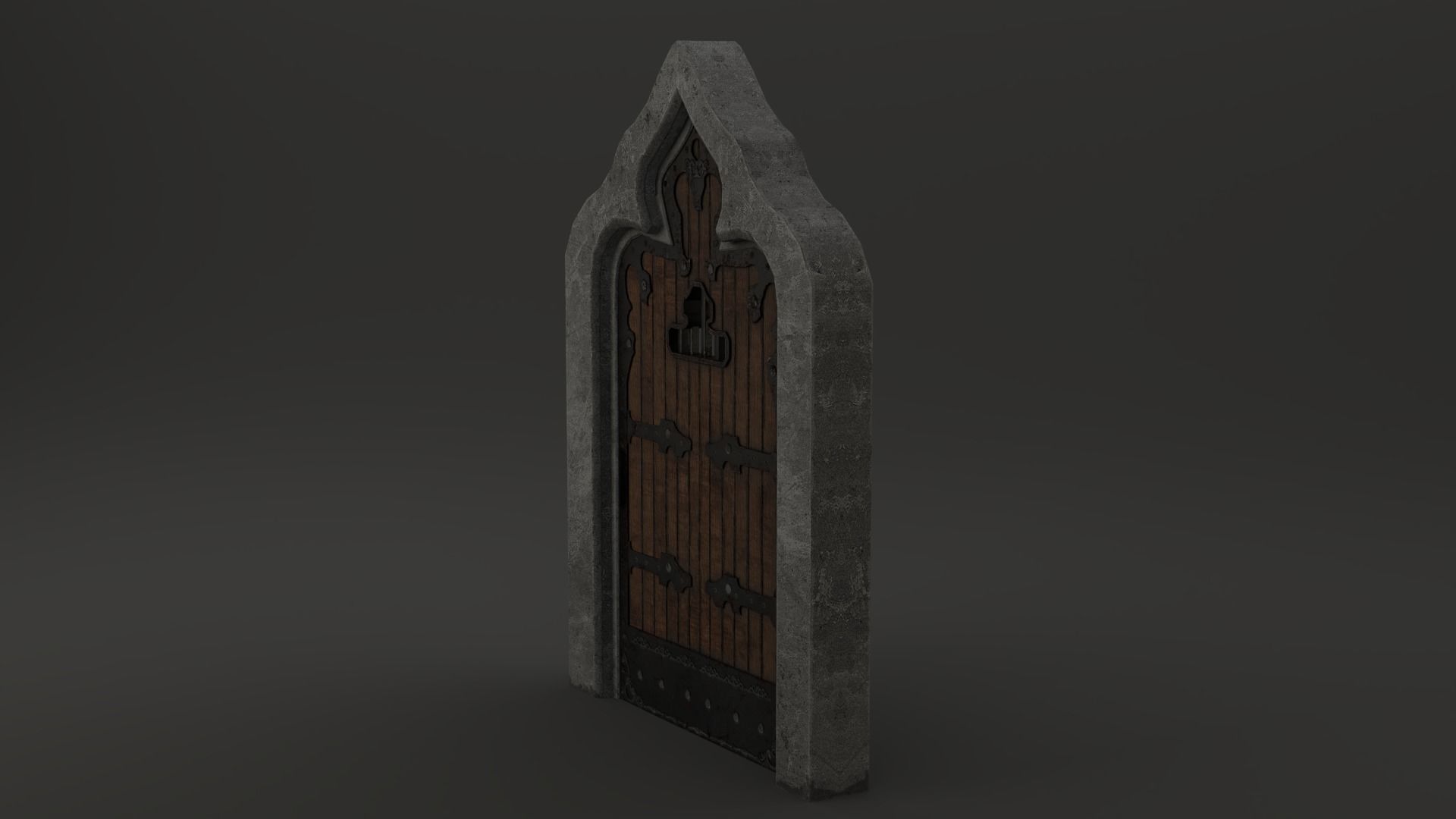 Medieval Door  Cell Door Arched Gothic Design 3D Model Low-poly 3D model_9