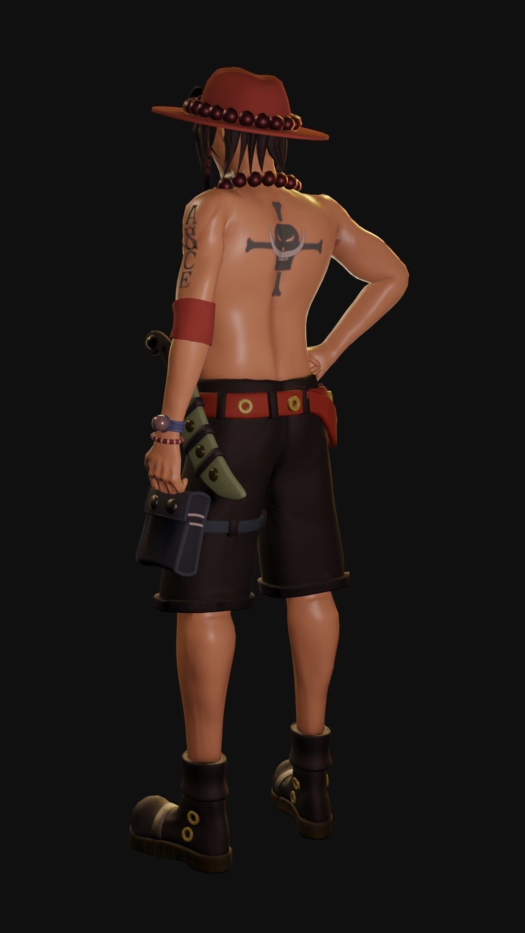 Portgas D Ace Low-poly 3D model_1