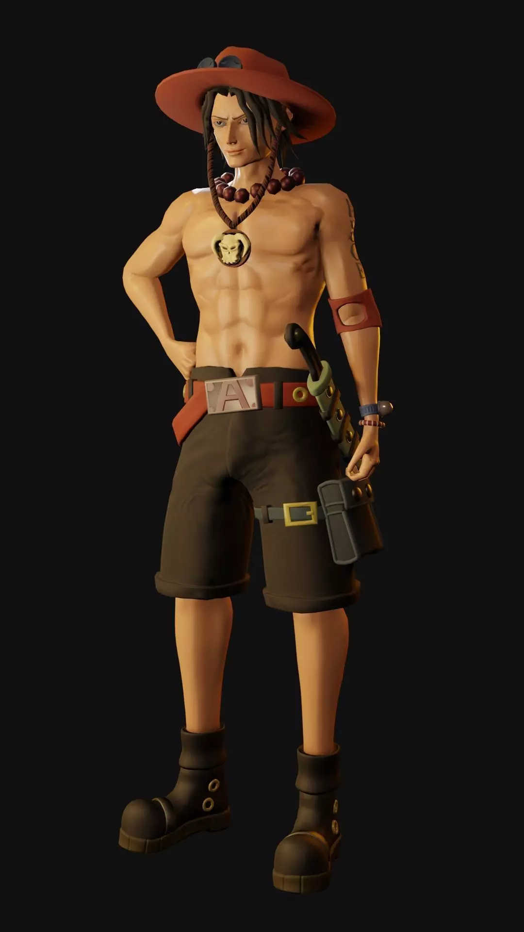 Portgas D Ace Low-poly 3D model_0