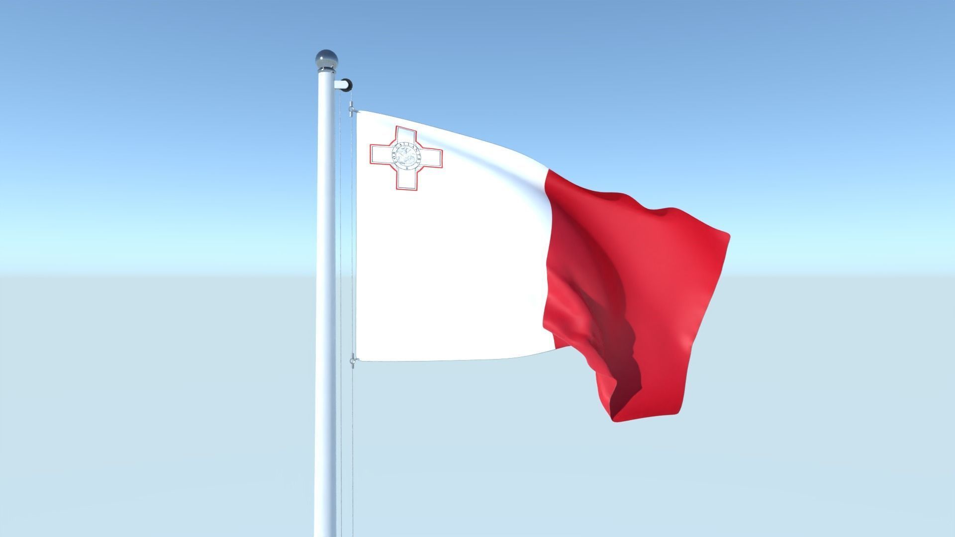Animated Flag of Malta Low-poly 3D model_1