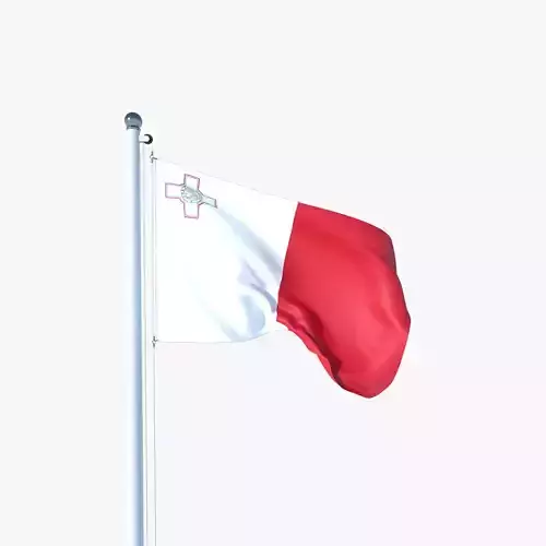 Animated Flag of Malta Low-poly 3D model