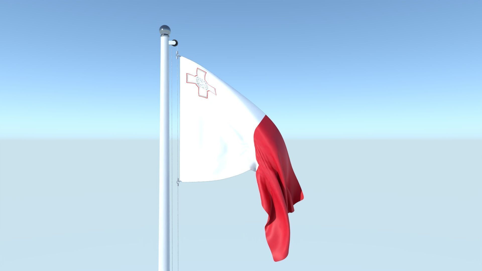 Animated Flag of Malta Low-poly 3D model_2