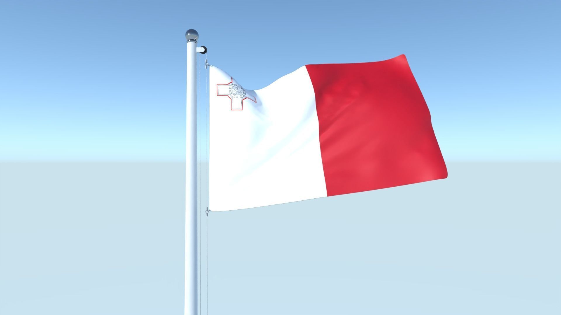 Animated Flag of Malta Low-poly 3D model_3