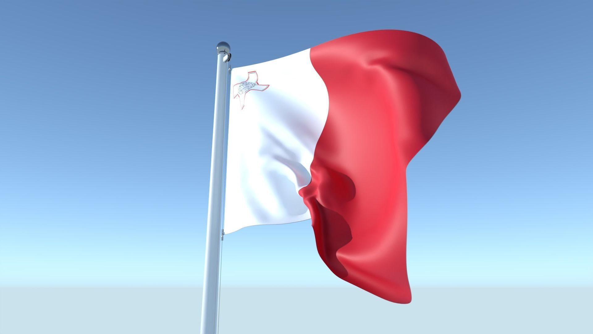 Animated Flag of Malta Low-poly 3D model_6