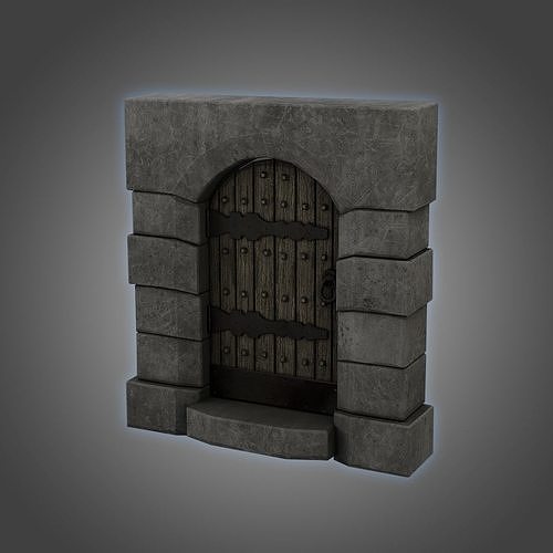 Medieval Door Large Stone and Step Door 3D Model Low-poly 3D model