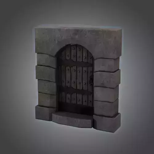 Medieval Door Large Stone and Step Door 3D Model
