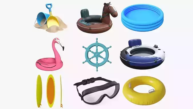 Outdoor beach swimming equipment vol1 3D Model Collection