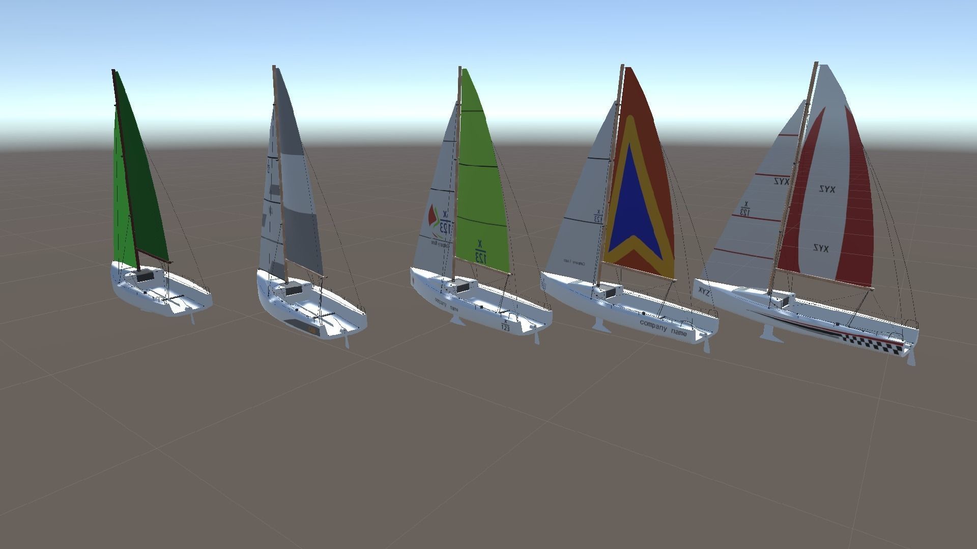 Low Poly Sail Boat Package Low-poly 3D model_2