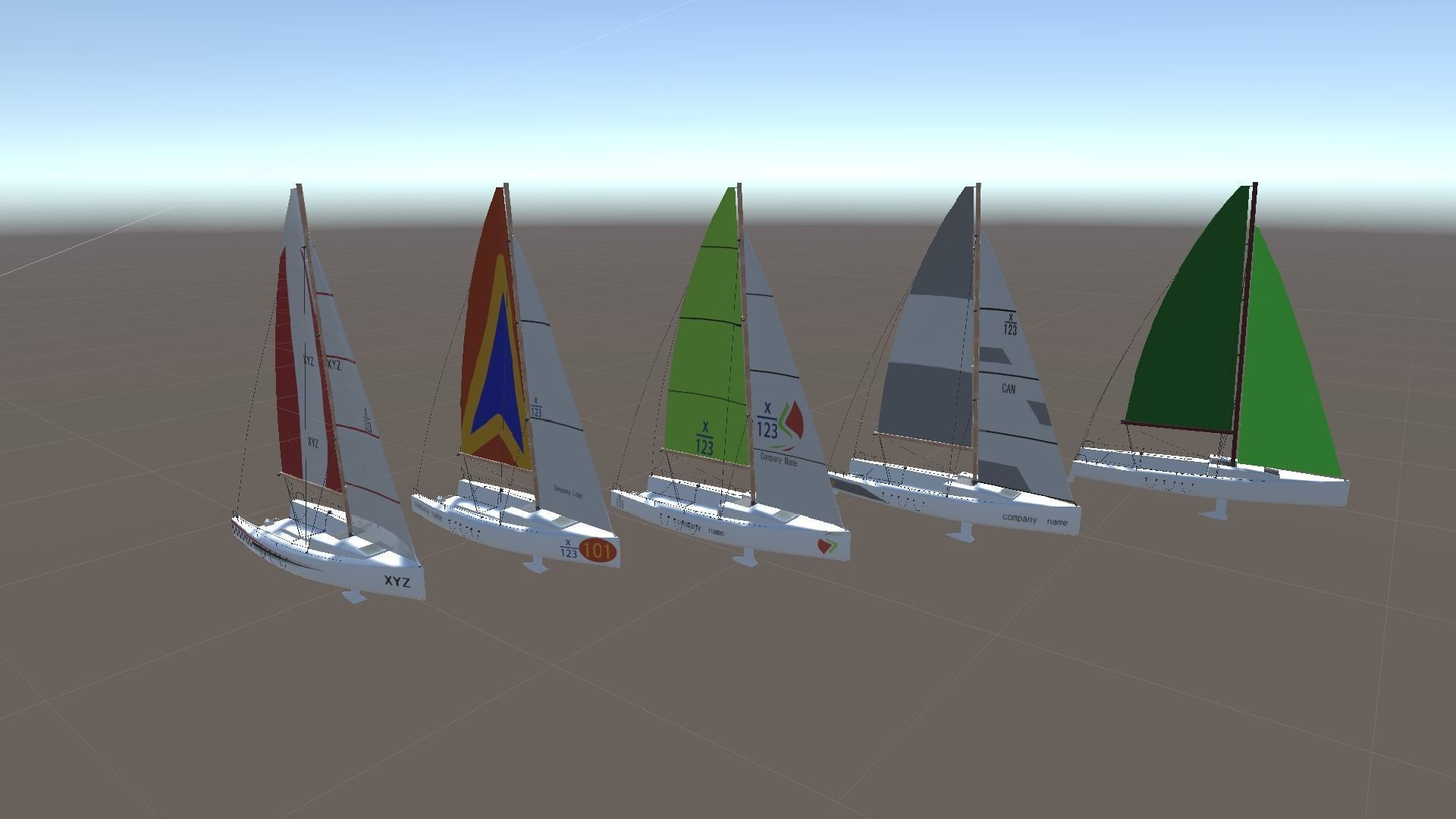 Low Poly Sail Boat Package Low-poly 3D model_1