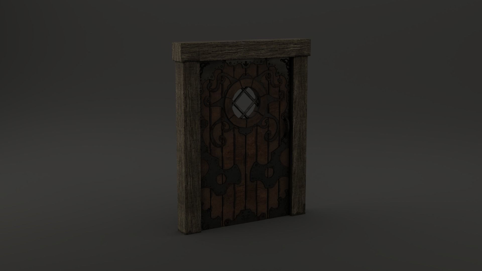 Medieval Door Ornate Design Port Hole Door 3D Model Low-poly 3D model_5