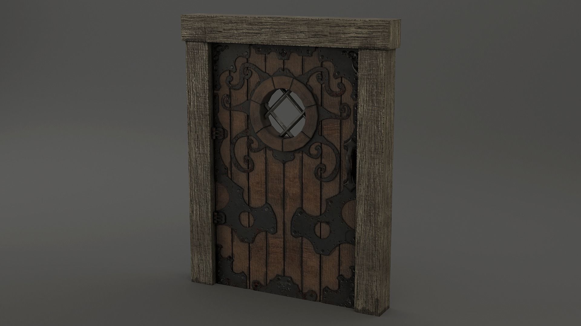Medieval Door Ornate Design Port Hole Door 3D Model Low-poly 3D model_4
