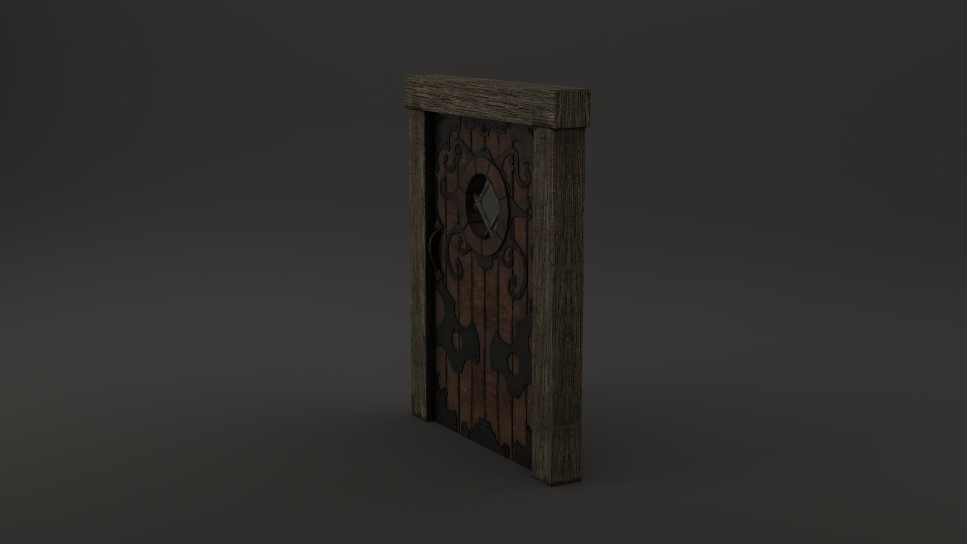 Medieval Door Ornate Design Port Hole Door 3D Model Low-poly 3D model_7