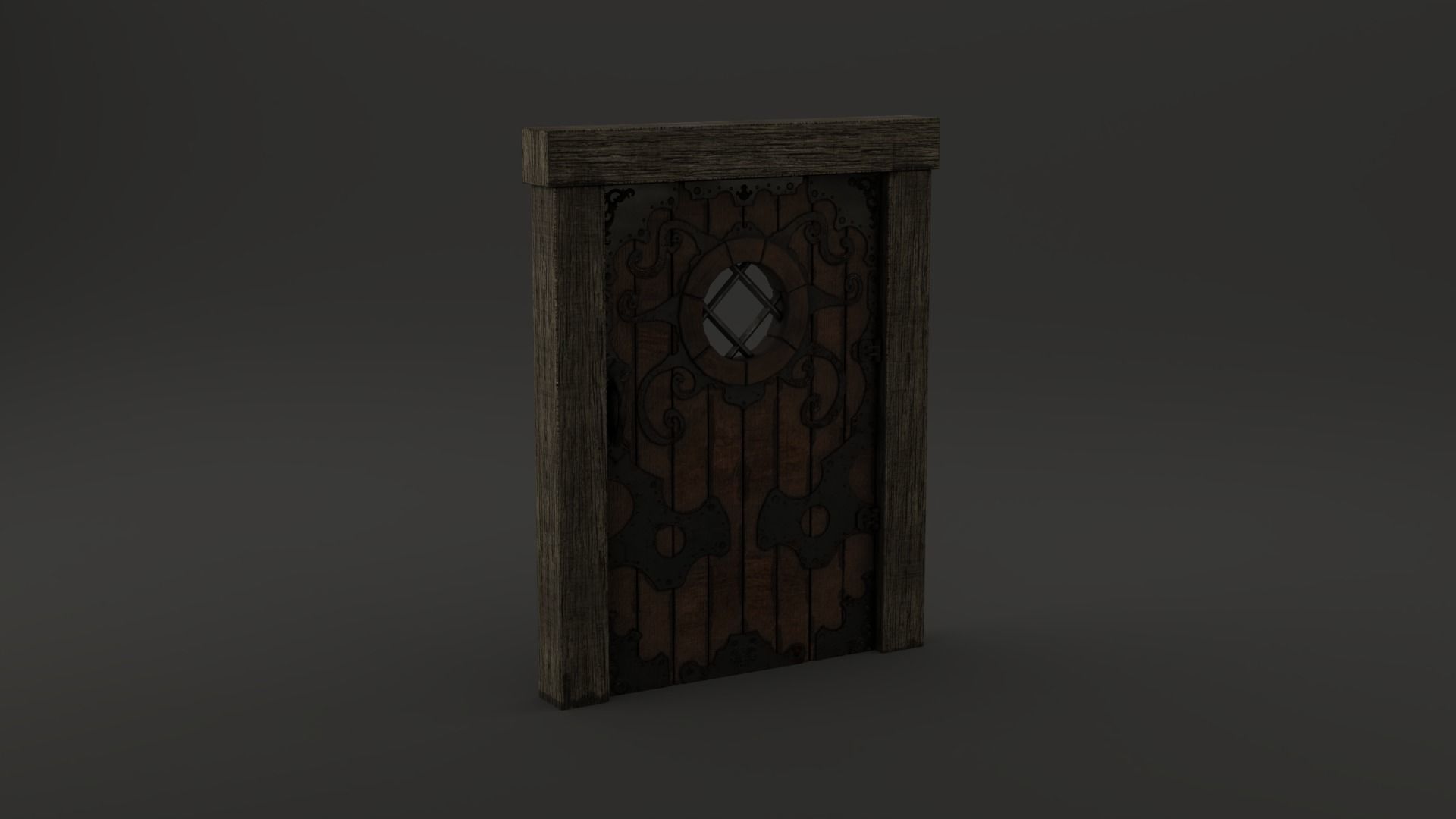Medieval Door Ornate Design Port Hole Door 3D Model Low-poly 3D model_9