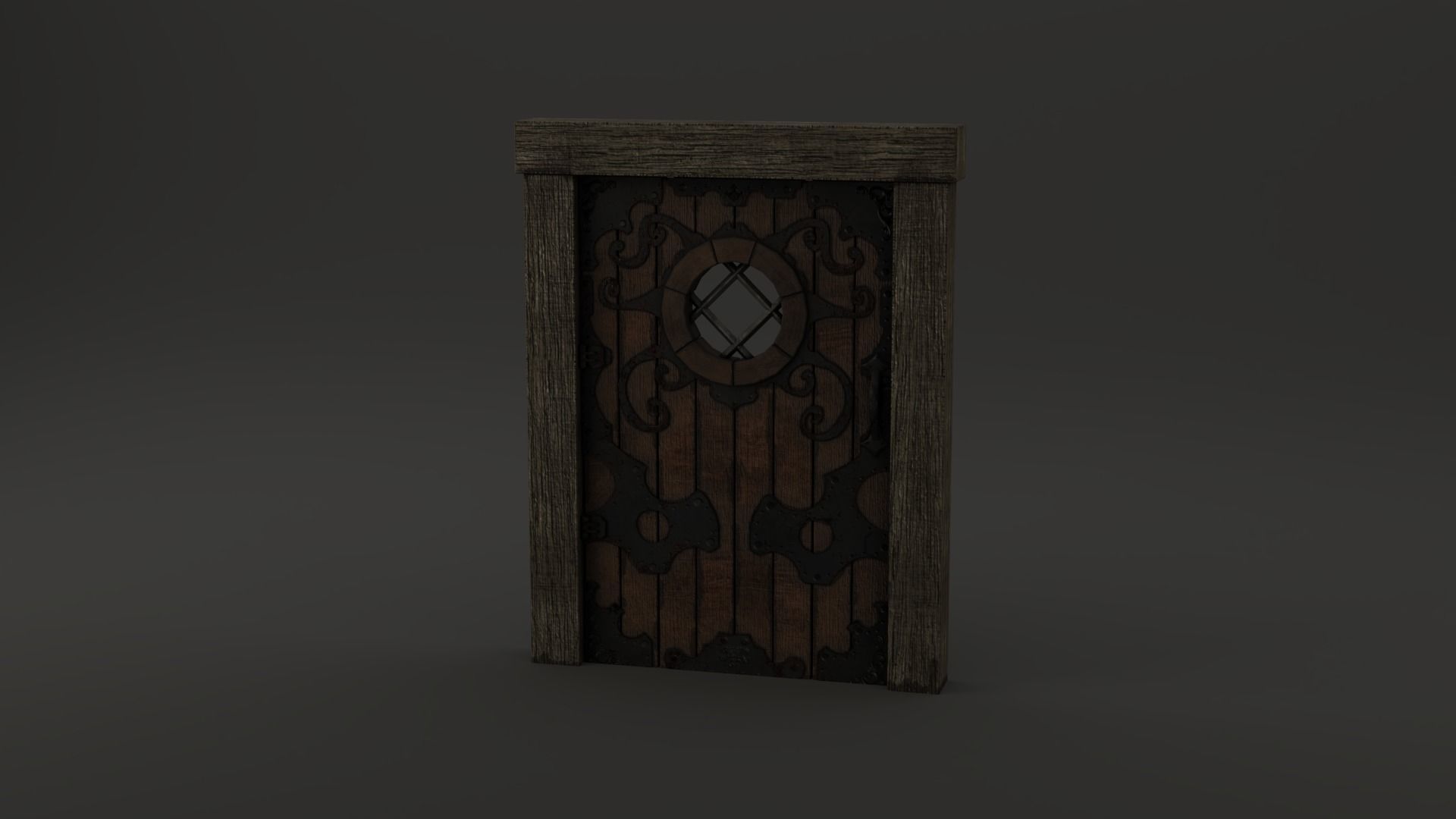 Medieval Door Ornate Design Port Hole Door 3D Model Low-poly 3D model_12