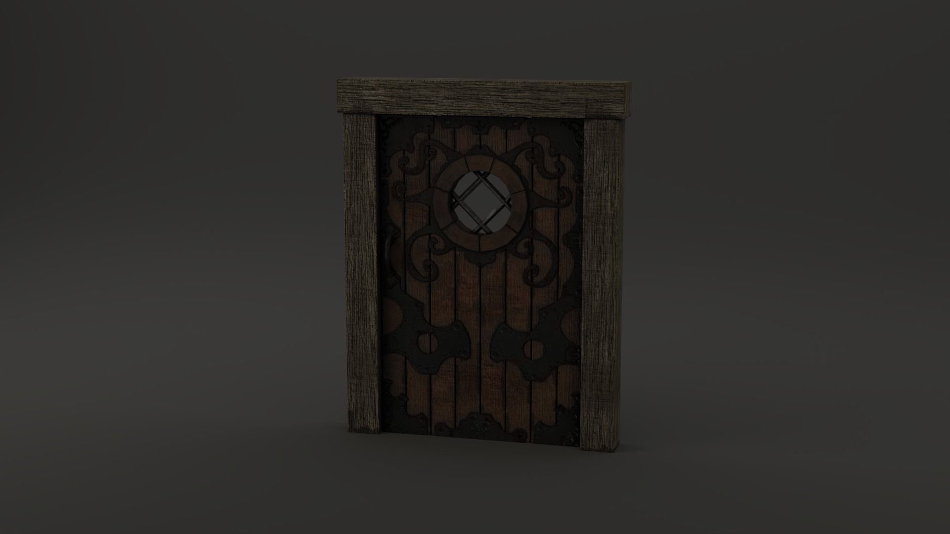 Medieval Door Ornate Design Port Hole Door 3D Model Low-poly 3D model_8