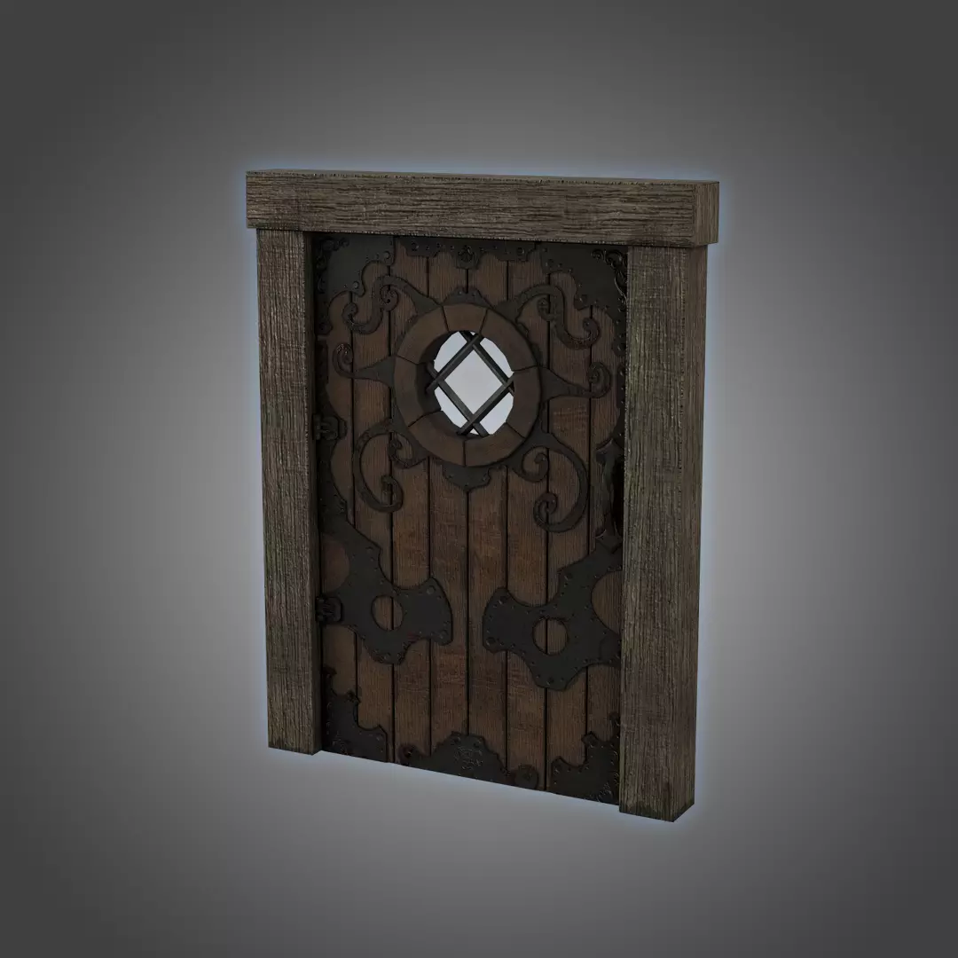Medieval Door Ornate Design Port Hole Door 3D Model Low-poly 3D model_0
